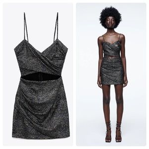 Zara Metallic Sparkle Cut-Out Mini Dress